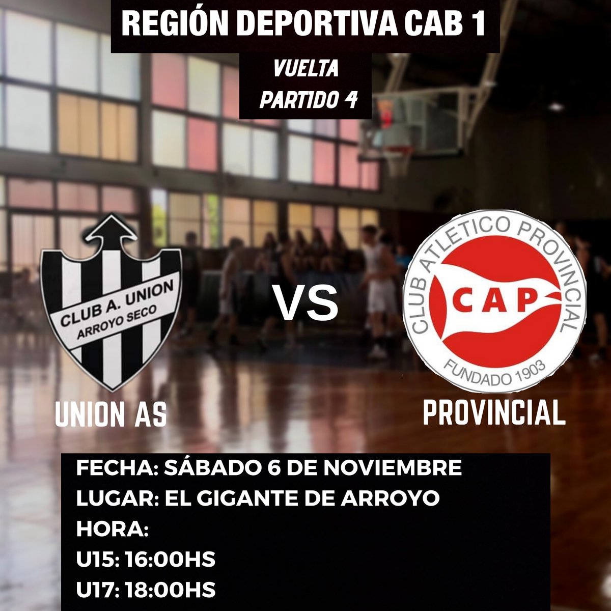 TODOS AL GIGANTE DE ARROYO
-
Este sábado 6 de Noviembre los chicos de U15 y U17 de Unión reciben al Club Atlético Provincial de Rosario para jugar la fecha 4 del torneo "Region Deportiva CAB 1". Los esperamos a todos en El Gigante de Arroyo.
VAMOS UNIÓN!!!
-
#CAU
#BASQUETCAU