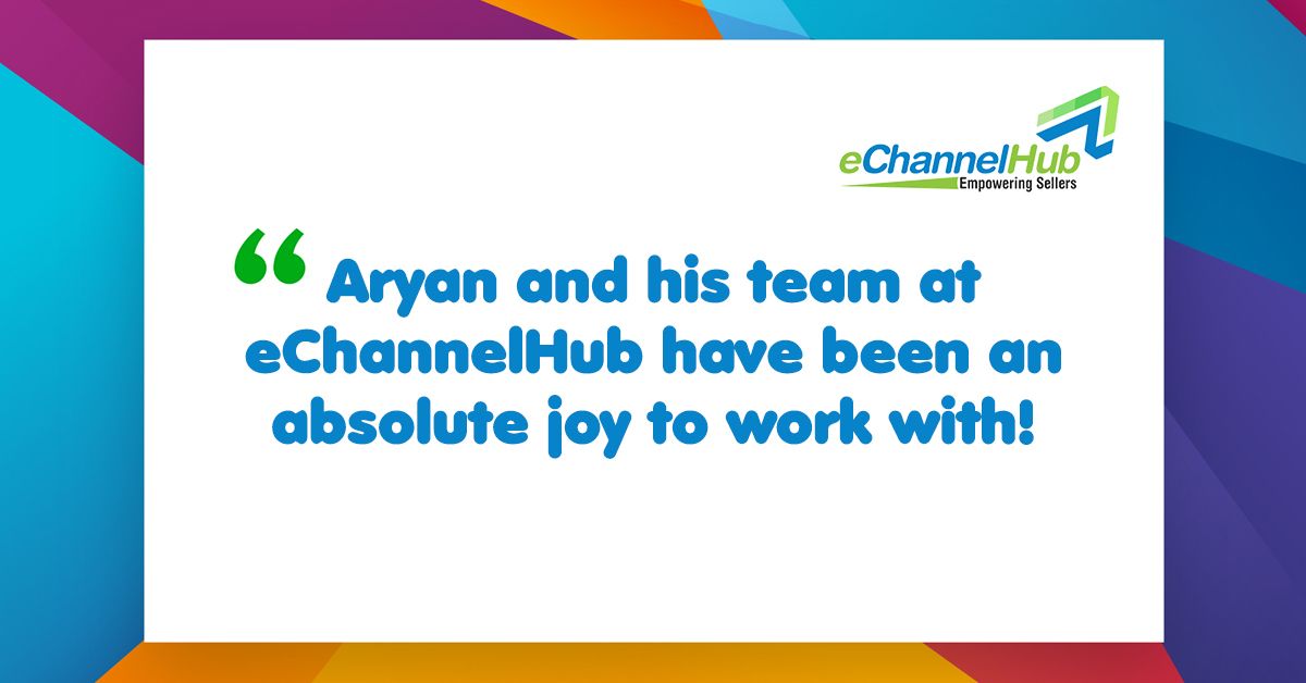 eChannelHub's tweet photo. Check out latest testimonial from client - Aryan and his team at eChannelHub have been an absolute joy to work with! https://t.co/hx0SYgkMGW #multichannel #business #ecommerce #Amazon #Walmart #ebay #Sales #EmpoweringSellers #echannelhub #OnlineSelling https://t.co/ihxrMU9D0P