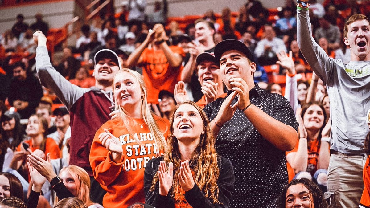 OSUMBB's tweet photo. Good to be back with 8,368 of our closest friends 🧡

#NewEra | #GoPokes https://t.co/LNPOXtmKBm
