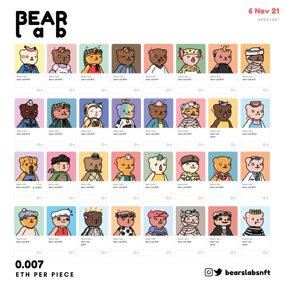 Bear Lab 
Price: 0.007 ETH per piece 
Buy: opensea.io/collection/bea…
.
 #NFTs  #NFTdrops #NFTshill