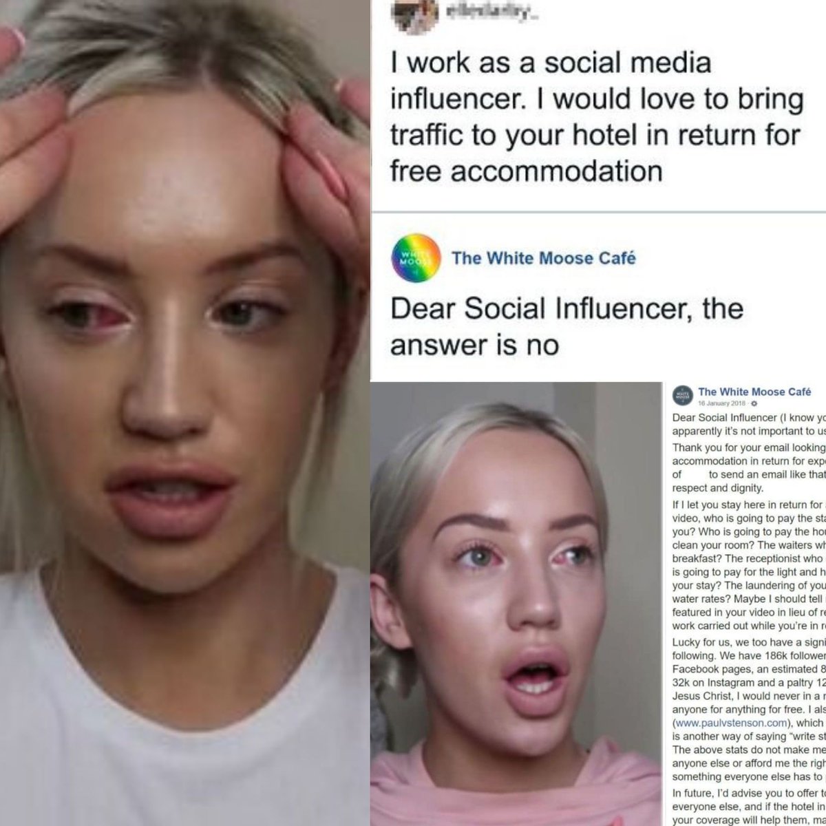 travelerdoor's tweet photo. From asking for promotions to demanding a free dinner, here are 40+ Times influencers who thought they could get everything for free.