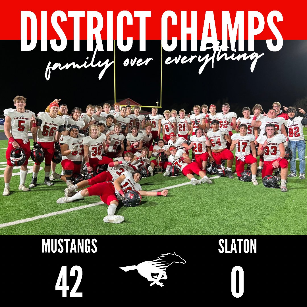 shallowaterisd's tweet photo. After an outstanding 42-0 win over Slaton, the Mustangs are your DISTRICT CHAMPS - undefeated in district play! Way to go Mustangs!! https://t.co/o1Wsbpk1Uy