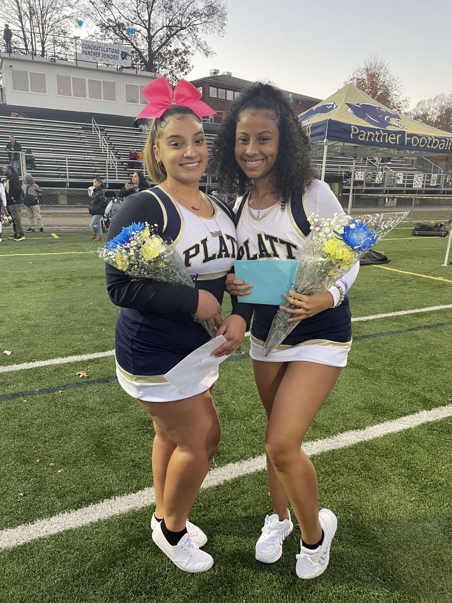 PlattCheer's tweet photo. We love our seniors, both on the cheer team AND on the football team! We will miss you all so much, and thank you so much for everything that you’ve contributed to our PHS family💙💛 #seniornight https://t.co/QYYj297QwE