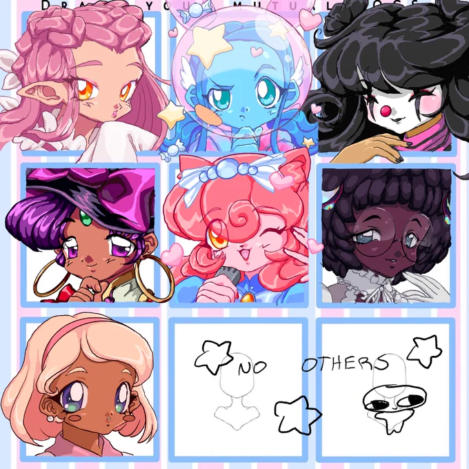 They are finally done! I hope you like them ╰(*'︶`*)╯♡
@SynthTee
@kiougy
@ORANGEJUlCY
@SnowComfy
@_tocsam
@kirariinn 
@alfredobake 