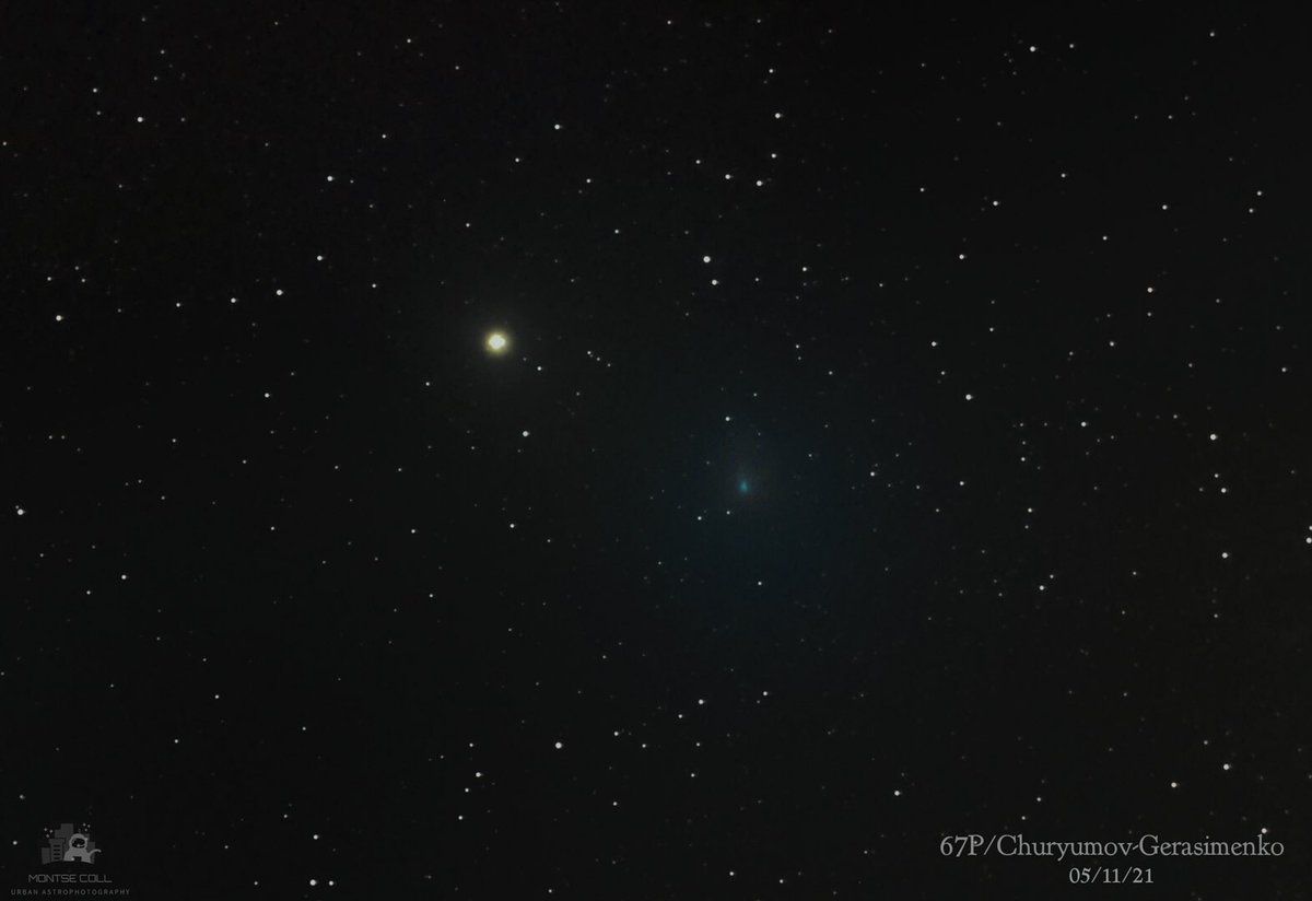 Mntscll's tweet photo. Les 02:34 de la matinada i una estona breu sense núvols ha deixat captar al cometa 67P/Churyumov-Gerasimenko per la constel.lació dels Bessons 🤩 @estelsiplanetes
#67PChuryumov #Chury #miremelcel #Astrophotography #comet #comet https://t.co/7TClhmHUxS