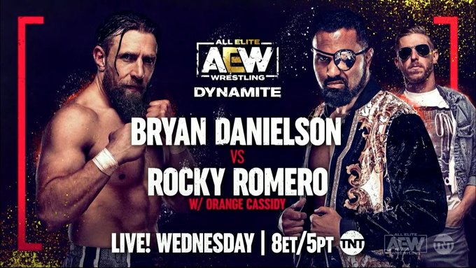 njpwglobal's tweet photo. An original LA Dojo reunion Wednesday on @aew Dynamite!

Bryan Danielson will face Rocky Romero in singles action!

#njpw https://t.co/4Yx3vIlwkS