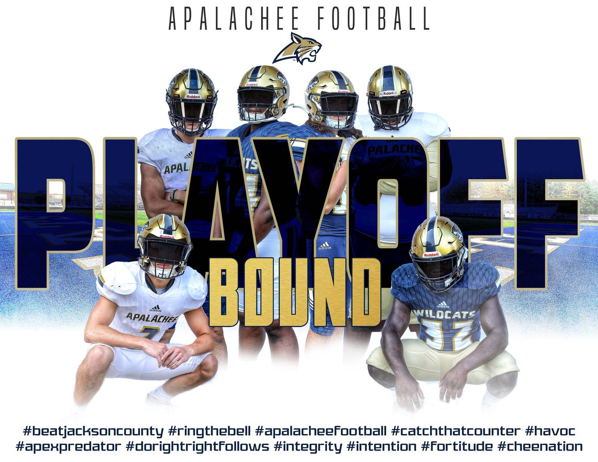ApalacheeFB's tweet photo. Next Friday night, 7:30, we'll see you at The Chee for some #PlayoffFootball! For the first time since 2009, we're #PlayoffBound #CheeNation! https://t.co/DpOP9wkmTO