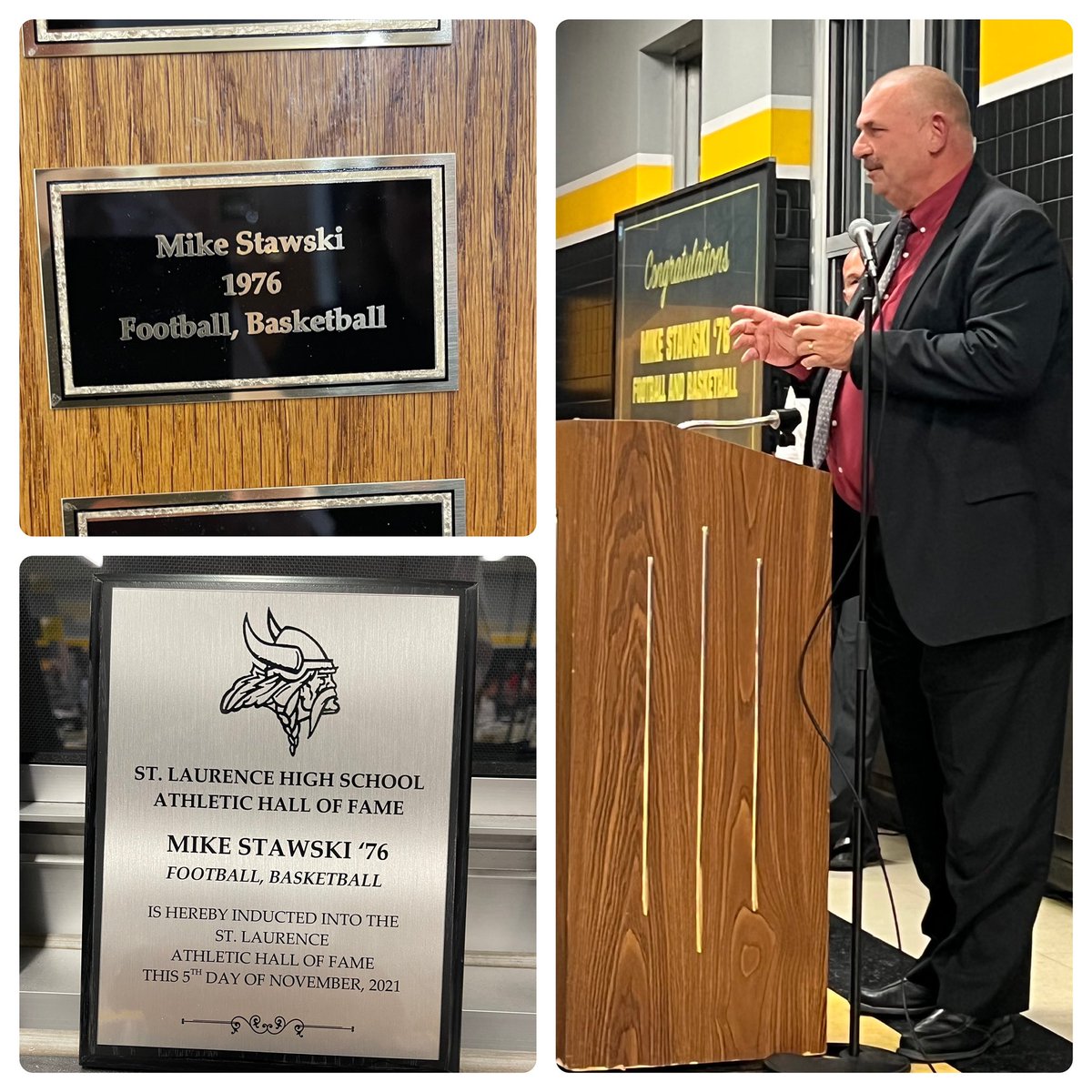 MikeStawski's tweet photo. Pretty cool watching my dad get inducted into his high school hall of fame. The word “toughness” was used to describe him over and over the entire night. The teddy bear of a dad was a grizzly bear of a competitor and I couldnt be more proud.
Winners win, at everything
@Papamike58 https://t.co/WwusXW8GLG