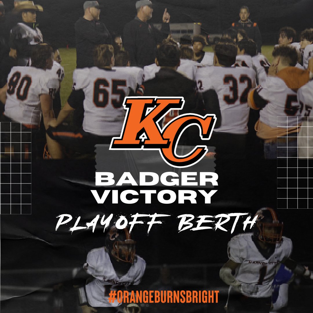 Congratulations to the Karnes City Badgers on their victory over Natalia 35-28, the win earned themselves a playoff berth! Congratulations on the fight and remember #BPND! #OrangeBurnsBright
