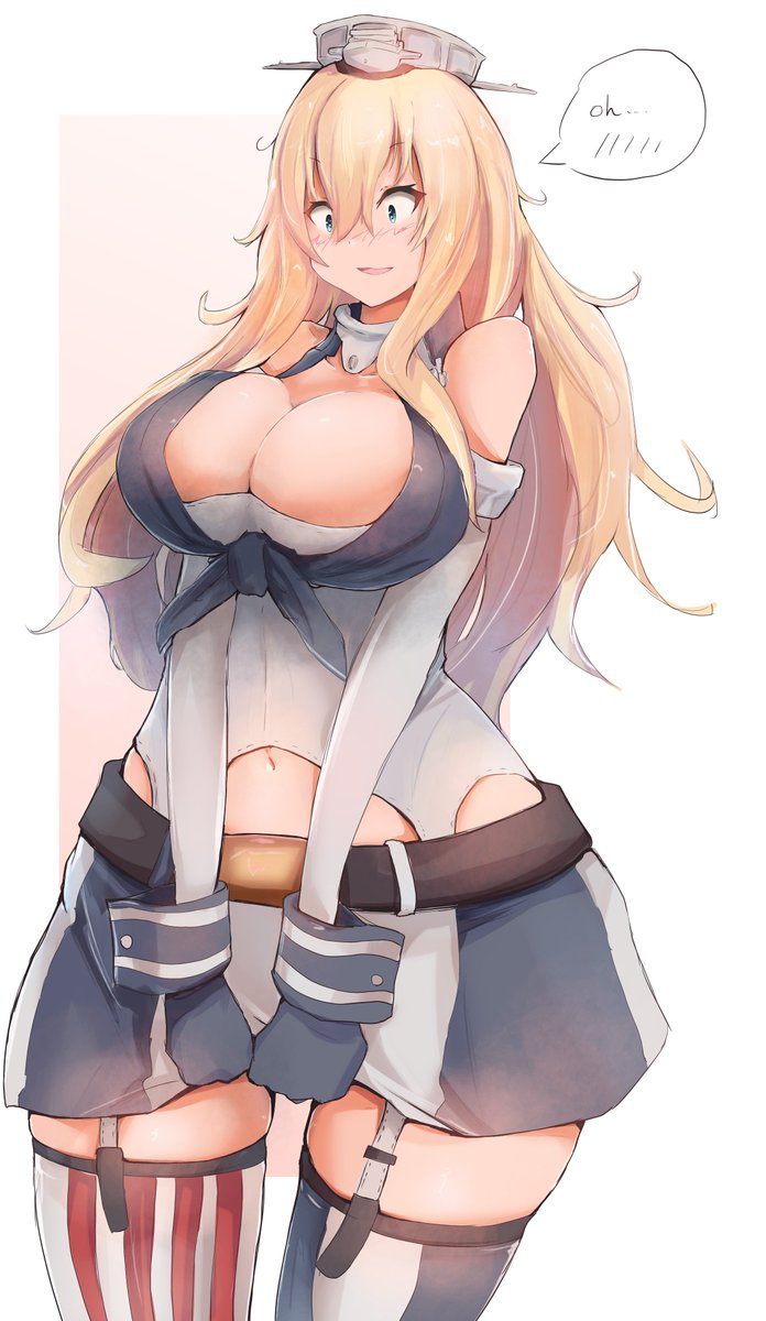 アイオワ(艦これ) 「さあもん鎮守府で流行の衣装チェンジに乗っかったものの、予想外に露出が多くて驚くウ」|さあもん@残4件のイラスト