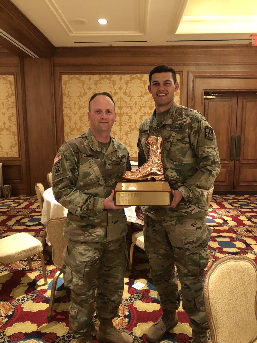 CassiWhite14's tweet photo. So cool to be a part of this rivalry. Cadet Dunn & Cadet Oberg are guarding The Boot this weekend! #WeRunFarther #KeepTheBoot https://t.co/ChZeyfP9Pz
