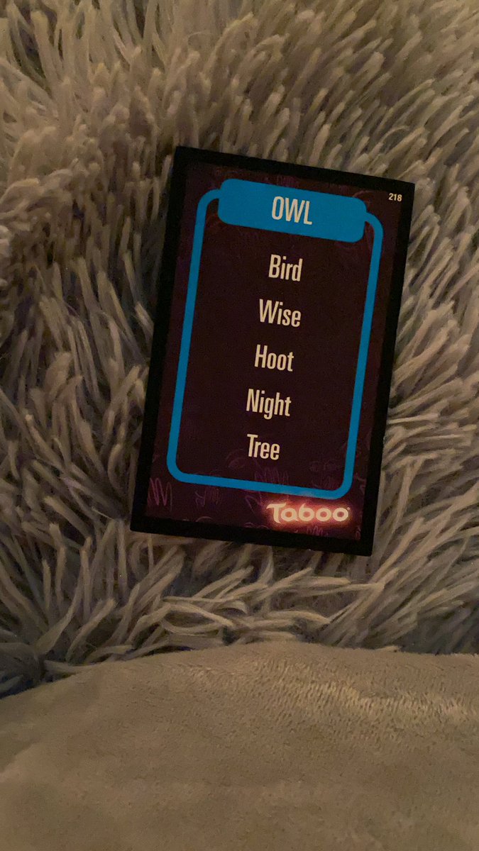 _omon's tweet photo. so we playing @Hasbro taboo right? and the word was owl.. so V said “hoo hoo” and we heard the sound, not “hoot” the word that’s on the card .. that’s a point right? https://t.co/6X4J7JcDbF