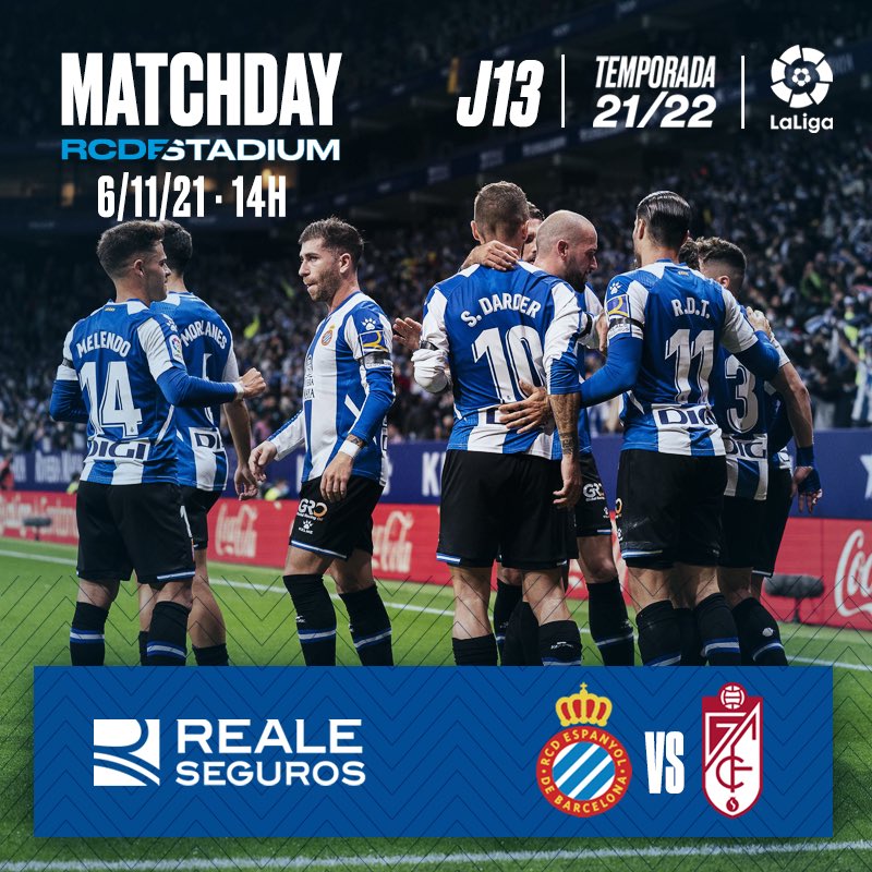 RCDEspanyol's tweet photo. ⚽ ¡Hoy juega nuestro Mágico Espanyol! 

🆚 @GranadaCdeF 
🕑 14h
🏟 RCDE Stadium
🏆 #LaLiga
📺 @MovistarFutbol 

#RCDE | #EspanyolGranada https://t.co/SJ0kfXW323