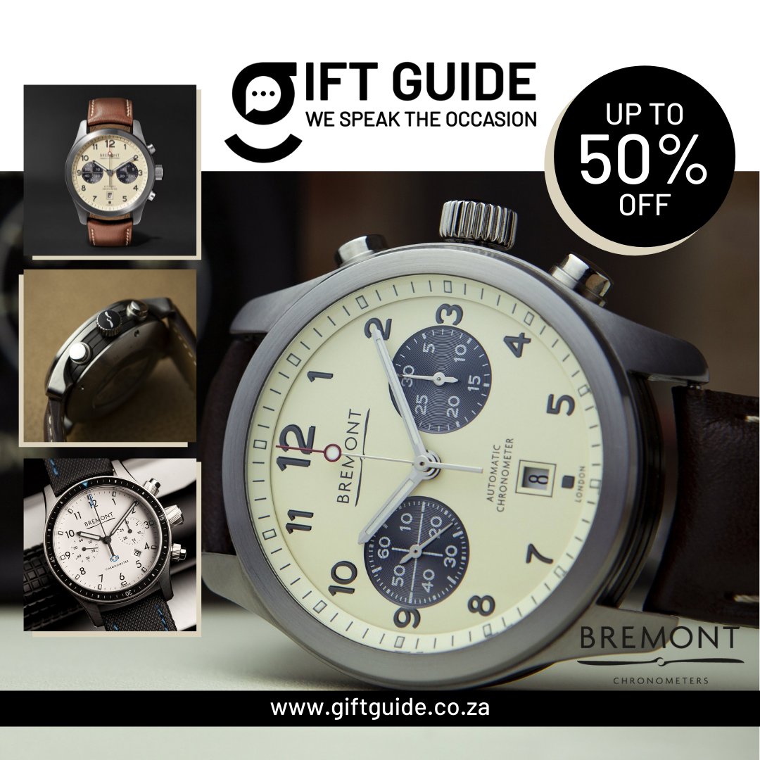 giftguidesa's tweet photo. Get up to 50% off all Bremont watches this month. 

These timeless timepieces are inspired by a love and passion for aviation and engineering adventure. 

Find an occasion and we'll find a Bremont perfect for you. https://t.co/ouzniPDyzX 

#Bremont #GiftGuide #WeSpeakTheOccasion https://t.co/YJaxPvbZ9L