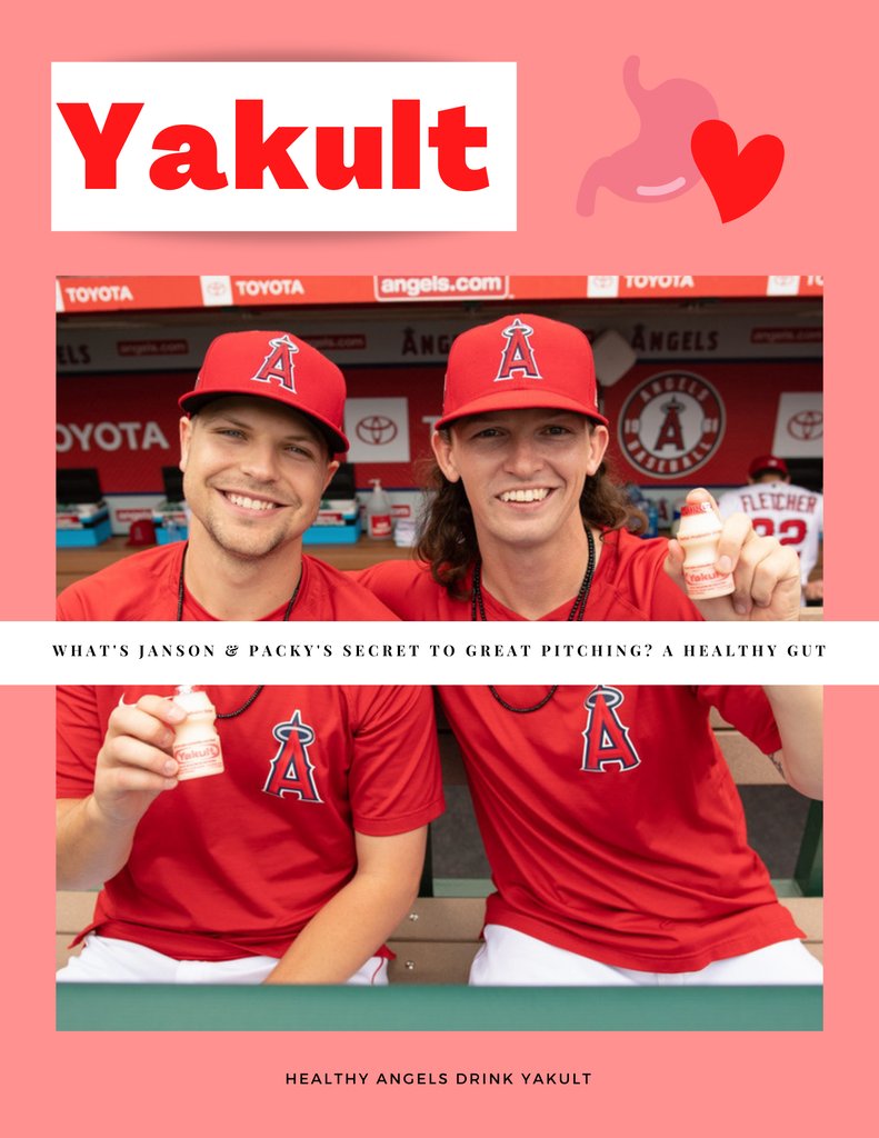 f_tsyou's tweet photo. Shohei Ohtani isn't the only brand ambassador on the Angels... 😁😂
#PackyNaughton #JansonJunk #Angels #Yakult https://t.co/uQ4JQjNP2P