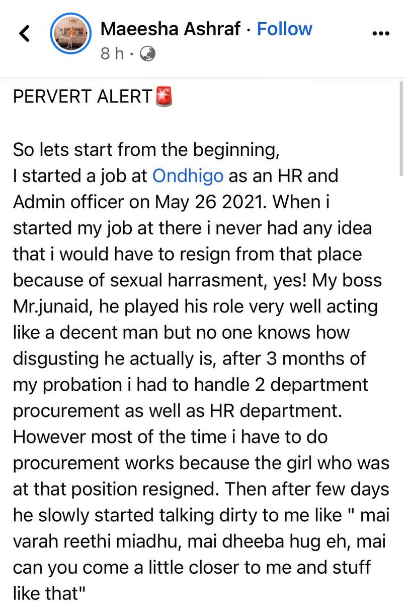 AshrafMaeesha's tweet photo. I was harrased by him several times, you can't tell me that my trauma is invalid just because i dont have any proof. You can threaten me and family but i wont sit quite. I wont be silenced anymore. https://t.co/6yeqHQImrZ