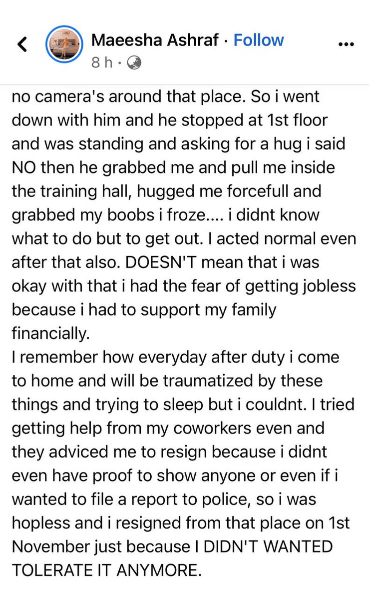AshrafMaeesha's tweet photo. I was harrased by him several times, you can't tell me that my trauma is invalid just because i dont have any proof. You can threaten me and family but i wont sit quite. I wont be silenced anymore. https://t.co/6yeqHQImrZ