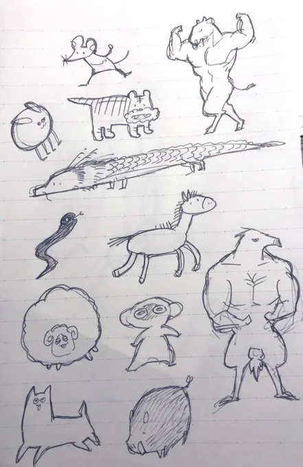 仕事中に暇を持て余した私が描いた十二干支だ! 