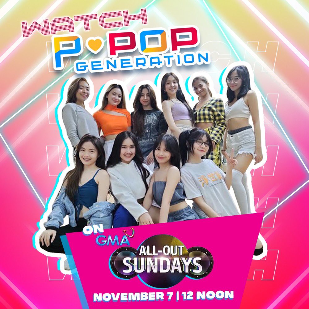 OfficialPpopGen's tweet photo. Watch Ppop Generation on GMA 7 All Out-Sundays, tomorrow November 7 at 12 noon! Don’t miss them rock the opening number!!! 

Kita kits Genatics! 💕 https://t.co/fqIOJzIIqt