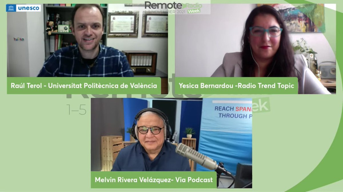 raulterol's tweet image. 🌍 En la tarde de ayer tuve la ocasión de participar en la #RemoteRadioWeek de la @UNESCO_es moderando una mesa redonda sobre la producción de contenidos sonoros de calidad en diferentes plataformas con @MelvinRiveraV @YesicaBernardou @gastonmontells 
📺 youtu.be/PIEmS-6SW-4?t=…