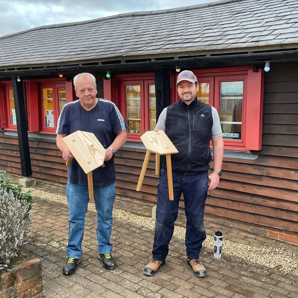 DCHStephenson's tweet photo. Andy and Trevor from @EmmausHampshire with the ash cutlers stools they made this week ๐
#woodworking #upskill #endhomlessness #emmaus #socialenterprise #furnituremakingcourse https://t.co/dFReMWISFq