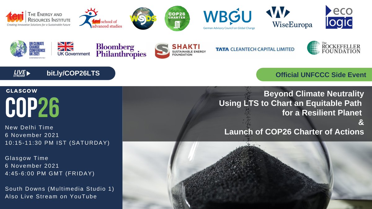 TERI (@teriin) on Twitter photo 🤔What issues pertain to long-term strategies 📈 to address climate change equitably? Join us and know more at the #COP26 side event. Also join us for the COP26 Charter launch🚀 
📺10:15 PM IST: bit.ly/COP26LTS
#ClimateJustice #ClimateActionNow 🤔What issues pertain to long-term strategies 📈 to address climate change equitably? Join us and know more at the #COP26 side event. Also join us for the COP26 Charter launch🚀 
📺10:15 PM IST: bit.ly/COP26LTS
#ClimateJustice #ClimateActionNow
