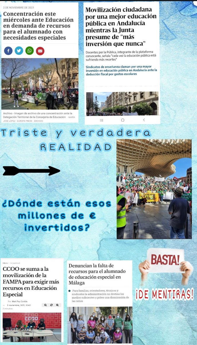 por_diversidad's tweet photo. Desde el colectivo de JUNTOS POR LA DIVERSIDAD decimos #BASTAYA de promesas, noticias, inversiones vacías... 
🟡NO se juega con :
-Recursos para el alumnado
-Cubrir bajas a tiempo real
-Convocatorias de SIPRI
-Familias de alumn@s
-Ratio 
-Calidad educativa 
-La educación https://t.co/WYWV6jC3mf