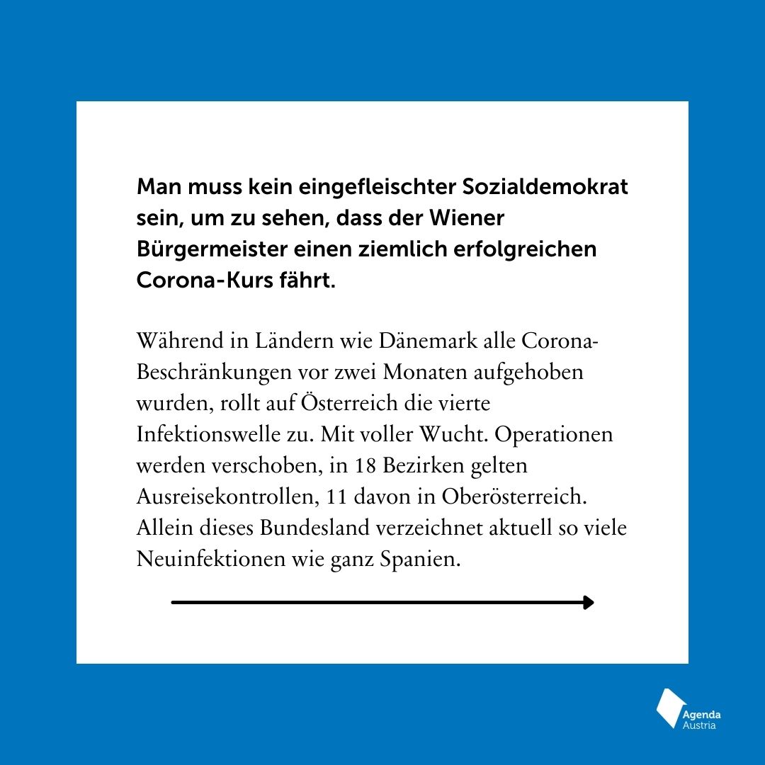 AgendaAustria's tweet photo. Während in Ländern wie Dänemark alle Corona-Beschränkungen vor zwei Monaten aufgehoben wurden, rollt auf Österreich die vierte Infektionswelle zu: https://t.co/fUEP3BDcUu
@franzschellhorn https://t.co/6fUDG1Ksfj