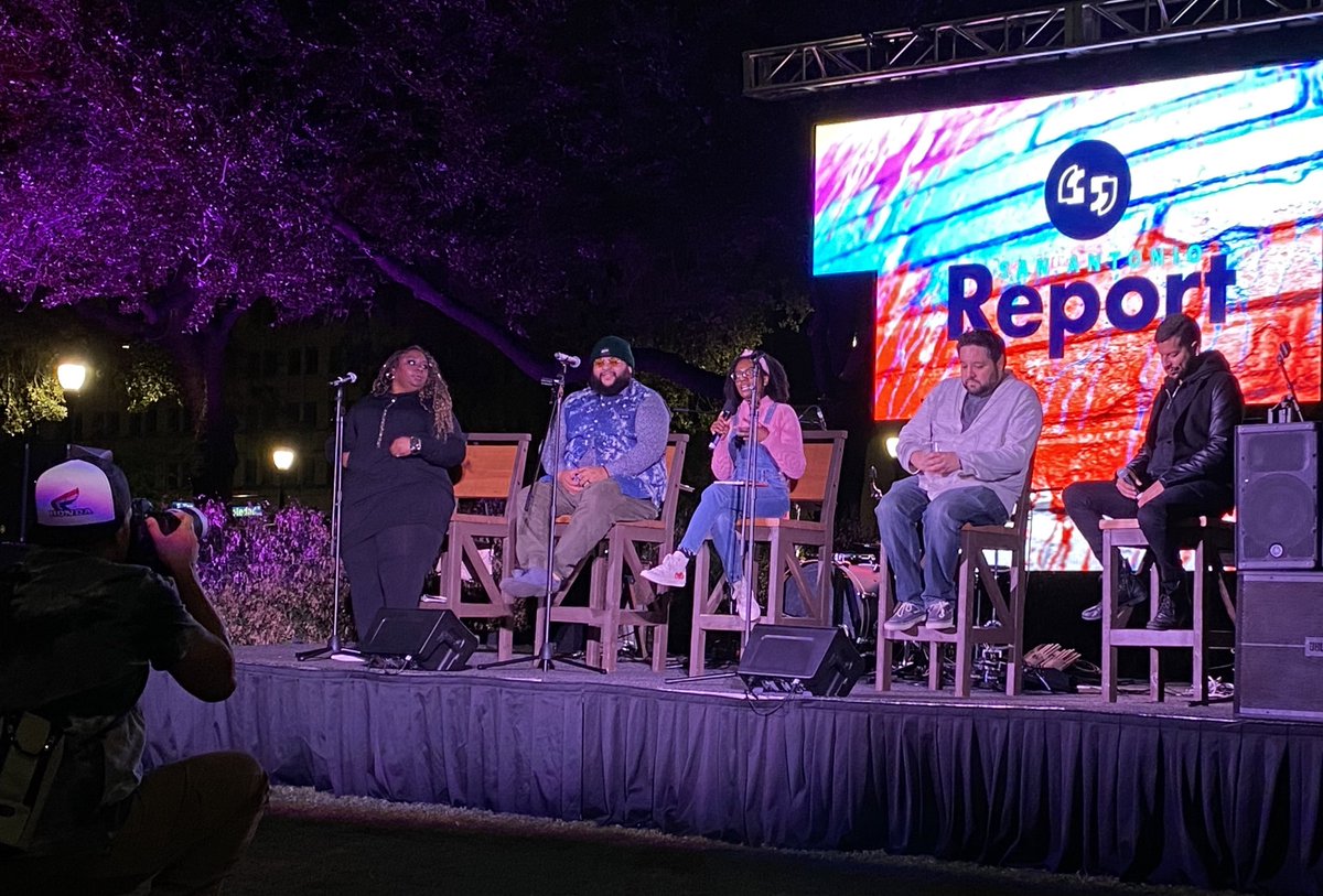 BriaWoods1's tweet photo. Thank you to everyone who came to #CityFestSA in the park!🎉This whole production was deeply life-giving and it was an honor to share the stage with these award winning poets! I’m so grateful that I get to work with the talented team @SAReport who put on cool events like these!🤩 https://t.co/ytL6yuNGmT