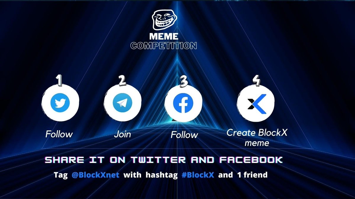 🏆⚔️BlockX MEME Competition⚔️🏆

Are you a memelord? If you are then this is for you.
10 winners to be distributed 100 $BCX tokens each
 
For more info Join telegram : t.me/blockxnetwork

#MemeContest #BlockX