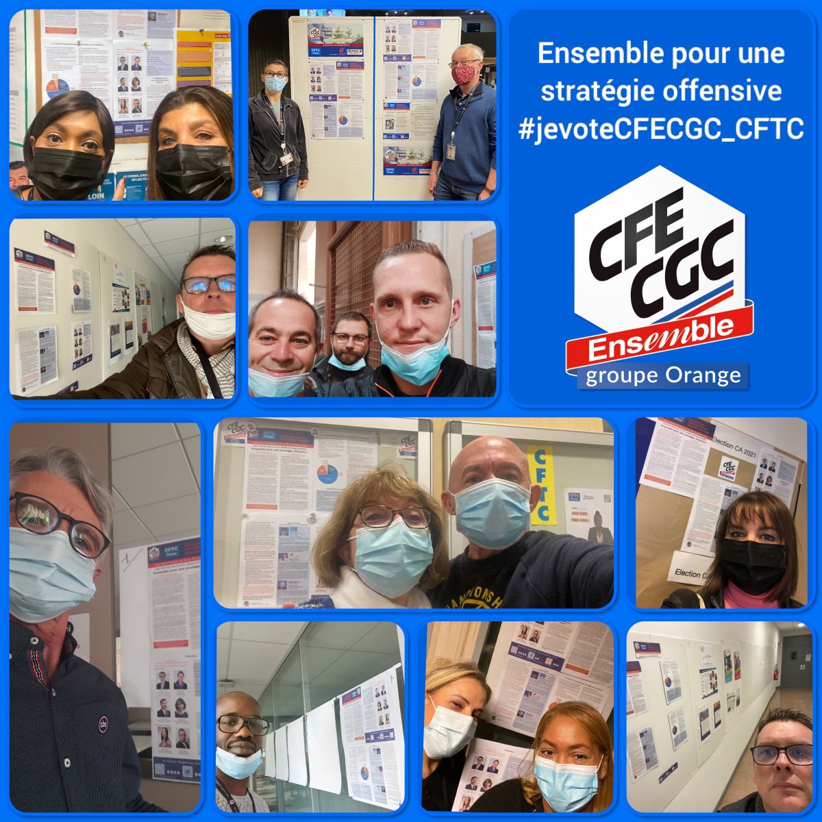 CFECGCOrange's tweet photo. #RetourEnImage des militants @CFECGCOrange en action
Pour sensibiliser les personnels aux enjeux de l’élection des administrateurs salariés d'@orange 
Ensemble pour une stratégie offensive !
#jevoteCFECGC_CTFC avec le soutien de @ADEASOrange &amp; #OrangeEnsemble
DOGSE DOGO DOGSO IDF https://t.co/kgJWtPDmog