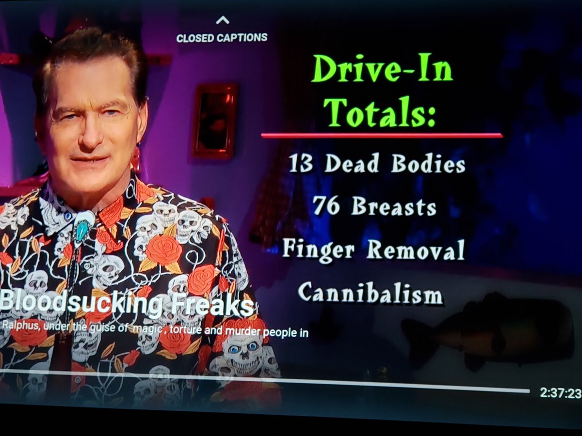 BDog21211's tweet photo. Epic #driveintotals for #bloodsuckingfreaks &amp; this isn't even all of them. Cannibalism always gets my attention. My favorite gory movie scenes are people cut in half, disembowelments, &amp; people as food. #TheLastDriveIn @therealjoebob @kinky_horror @TheMutantFam https://t.co/xkjekjL9ag
