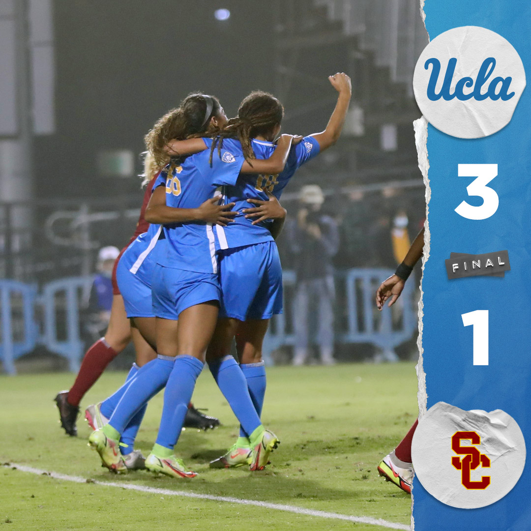 UCLAWSoccer's tweet photo. FINAL: UCLA 3, USC 1

The Bruins are the 2021 @pac12 Champions!

#GoBruins | #BeatSC https://t.co/O6L4LqpH2O