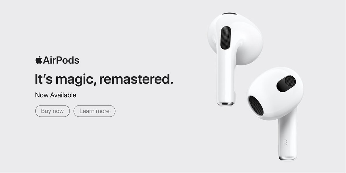 Hitecmobile's tweet photo. The new #Airpods3 feature Spatial Audio, which gives you even more immersive and surround sound. Longer battery life,and water-resistant+ are packed into a contoured design that delivers a magical experience.
 https://t.co/eHNUrFPFaa
#apple #airpodspro #airpods3rdgeneration https://t.co/q0MGHOlf98