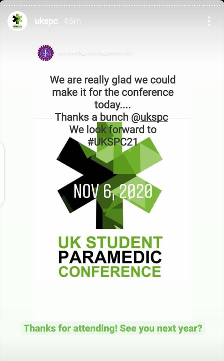 PaSANnigeria's tweet photo. Reviews of the UK Student Paramedic Conference 2020. We are so excited to attend this year's 2021 conference . Many thanks @ParamedicsUK @GaryStrong18 @UKSPC for this great opportunity you've made possible for us. #GratefulHearts #UKSPC21 #FewHours2Go #PaSAN #UKParamedicStudents https://t.co/MbiPx7Jo2t