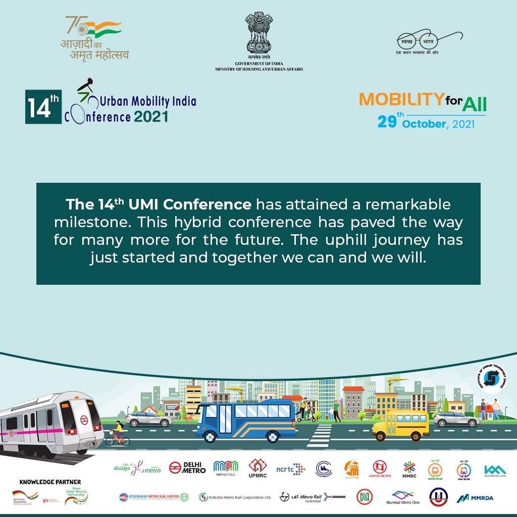 UMI conferences better and grander every year.

#umi2021 #AzadiKaAmritMahotsav #PMOIndia #Transport #urbantransport #publictransport #SmartCity