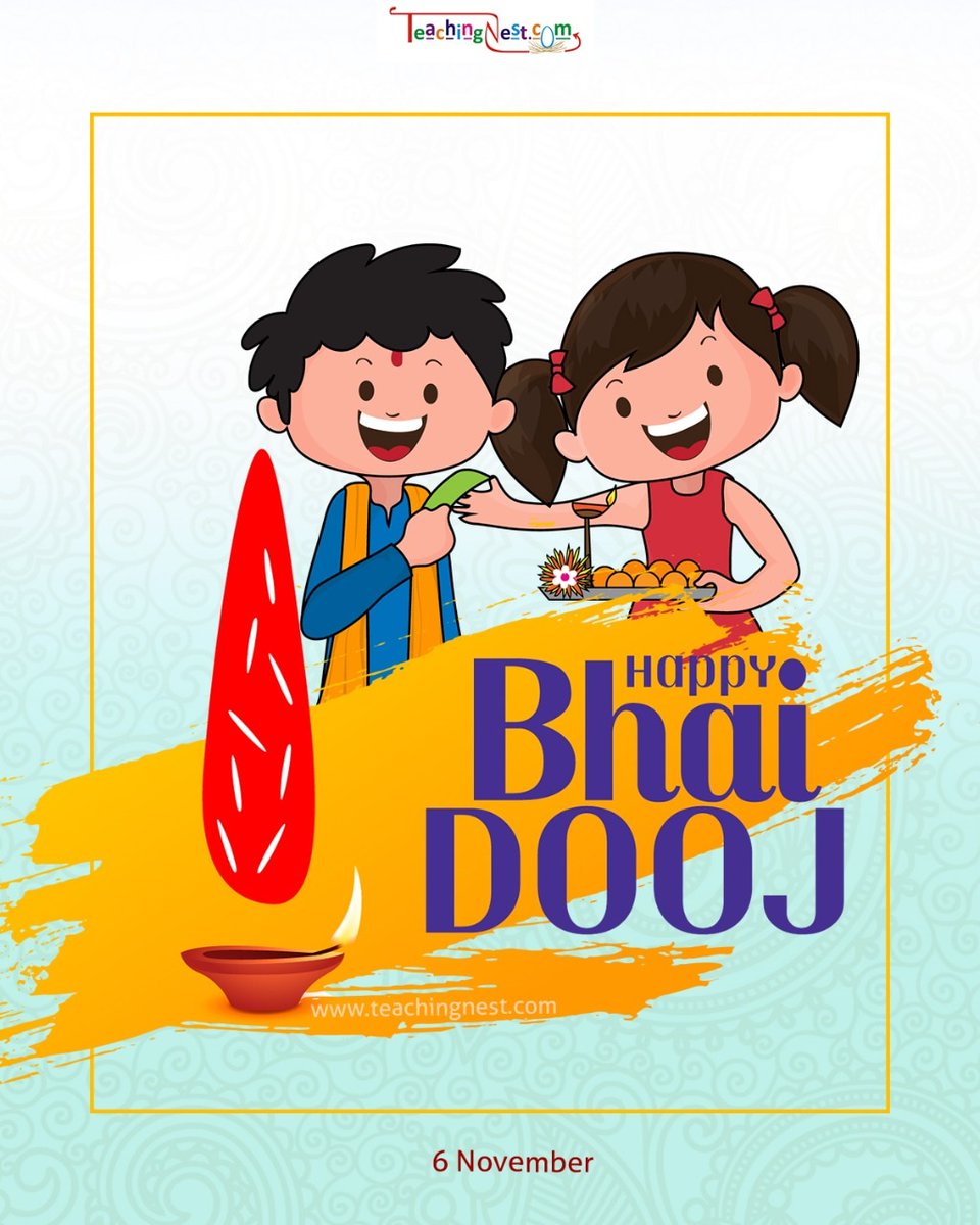 teachingnest's tweet photo. Team TeachingNest wishes all a very happy Bhai Dooj.

#bhaidooj #bhaiduj #bhaidoojspecial #bhaidooj2021 #bhai #brothersisterlove https://t.co/XhZA8SwUzv
