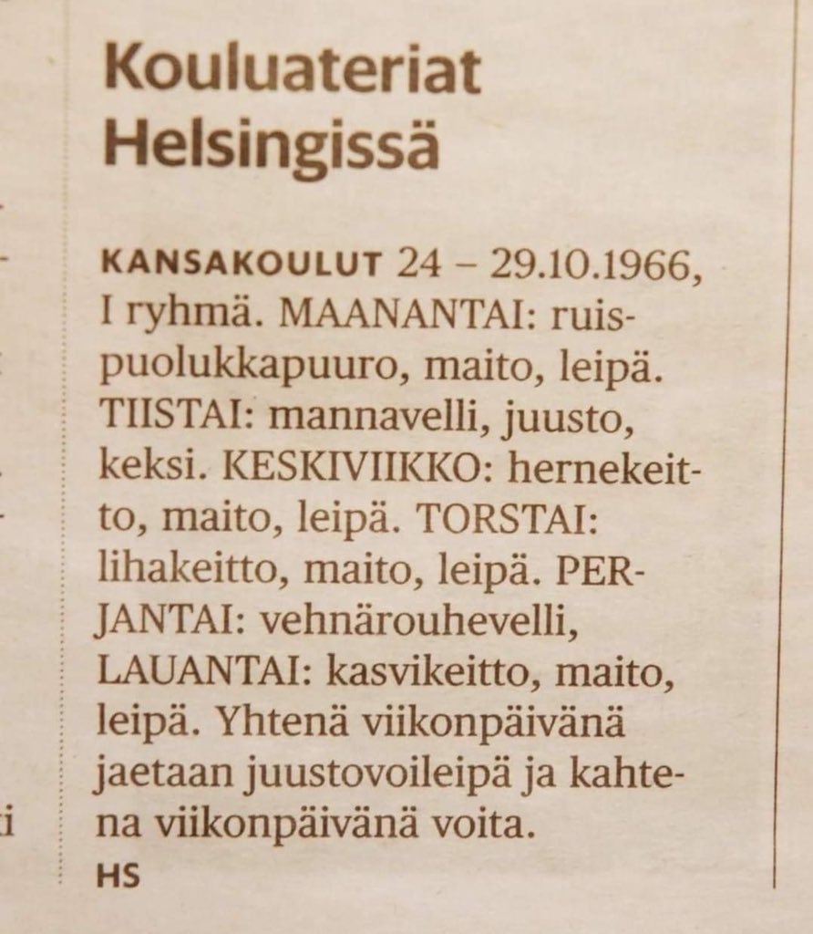 HeidiZitting's tweet photo. @kirkko_kaupunki @HMithiku @eve_ramo @Kirkko_HKIssa @Espoonsrk @KirkkoVantaalla Yltäkylläisyyden ajassa lihasta tuli niin arkipäiväistä, että sitä syödään monella aterialla joka päivä. Vähentämisen varaa olisi. 60-luvulla ruokavalio oli kouluruokailuun valossa melko ilmastoystävällistä, toki ravinneköyhempää. Tänään osataan tehdä ravinnerikasta lihatonta. https://t.co/nGslkFnFqv