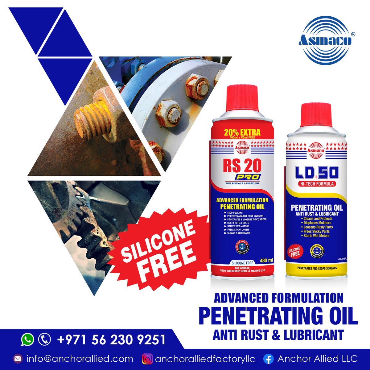 𝐒𝐢𝐥𝐢𝐜𝐨𝐧𝐞 𝐅𝐫𝐞𝐞 &amp; 𝐀𝐝𝐯𝐚𝐧𝐜𝐞𝐝 𝐅𝐨𝐫𝐦𝐮𝐥𝐚𝐭𝐢𝐨𝐧 𝐏𝐞𝐧𝐞𝐭𝐫𝐚𝐭𝐢𝐧𝐠 𝐎𝐢𝐥 for your 
 ⚓vehicles in #Garage 
 ⚓Any Auto Works
 ⚓Removing #Rust from Container #Ships, Bulk Carrier, Tanker Ships, Passenger Ships &amp; Naval Ships as well.