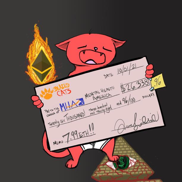 BlazedCats's tweet photo. Your daily reminder that we have donated over $300k to 
@MentalHealthAm
 #BlazedChecks #EndlessUtility #AutomatedDonations https://t.co/NsmTT0NSIT