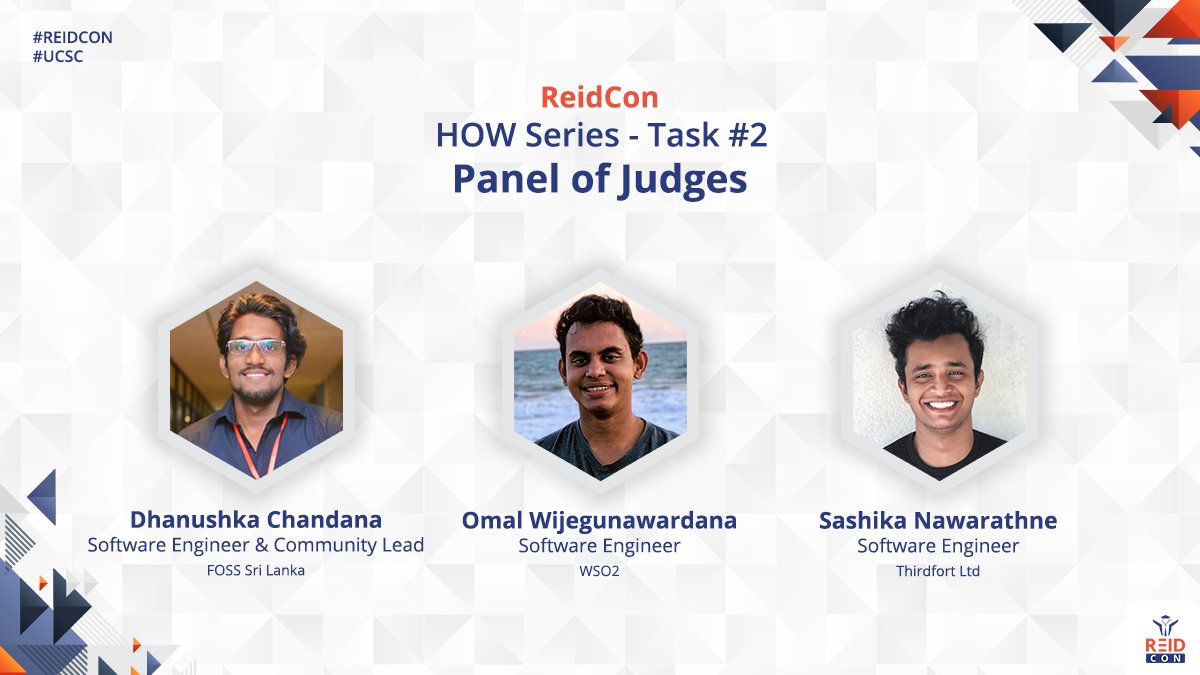 ReidConUCSC's tweet photo. Introducing the panel of experts who will be evaluating the second Hands-on-Web series task. Looking forward to an exciting competition between our first-years, who will focus all about APIs &amp; SPAs this weekend. 
#REIDCON
#UCSC https://t.co/HUpjP0OREH