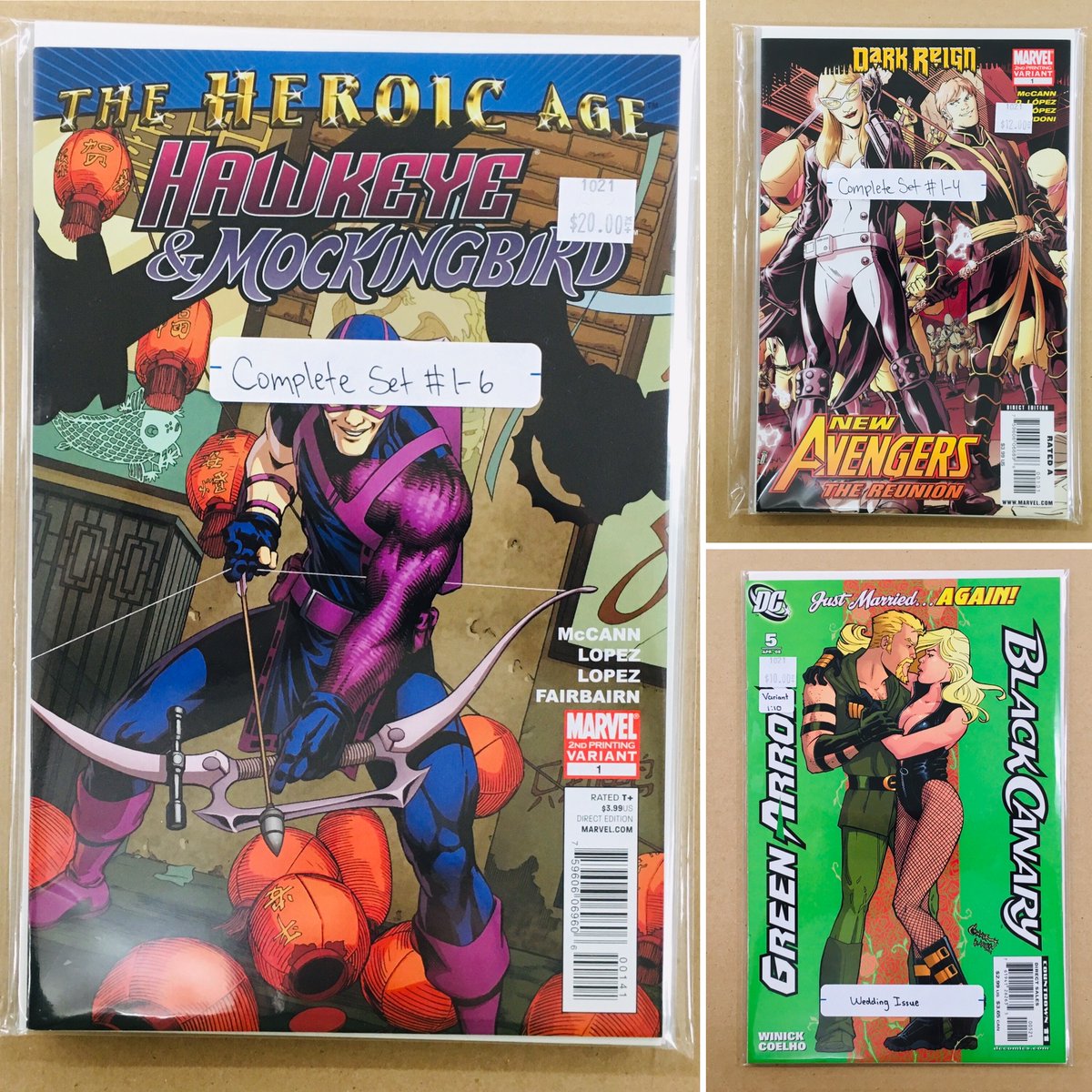 CosmicComicsLV's tweet photo. Some #Archer Keys added to the #CosmicBackWall.  The Complete #ComicSet of #Hawkeye &amp; #Mockingbird &amp; #NewAvengers The Reunion.  And the #GreenArrow &amp; #BlackCanary #WeddingIssue.

#BackIssues #Marvel #DCcomcis #Comics #LasVegas #getyourfix #NerdCulture702 https://t.co/b0TgprhxjZ