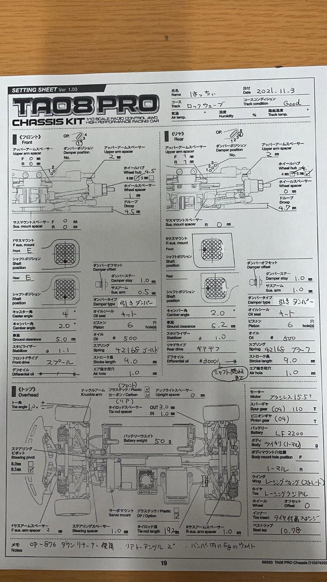 現在のTA08のセットです。 ハイグイップカーペットがメインですが外