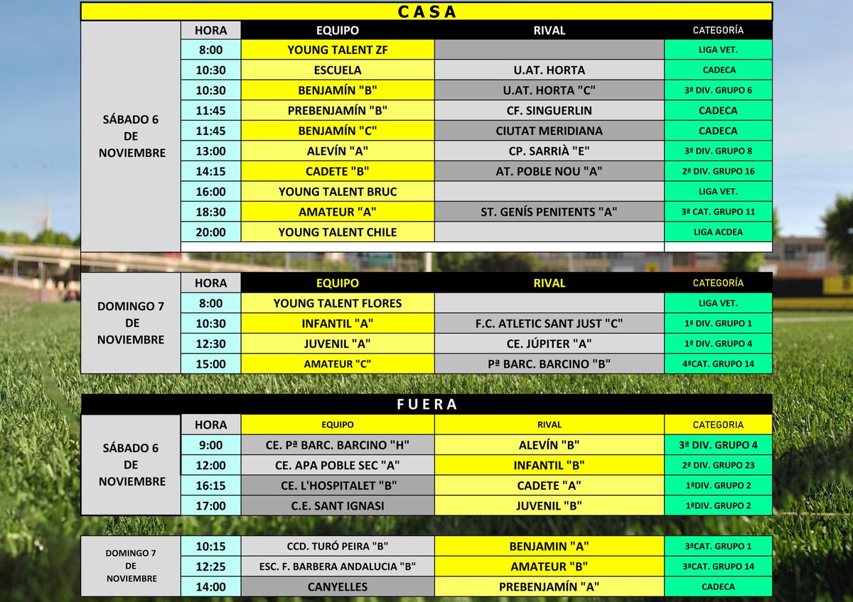 Horarios fin de semana.
⚽😍⚽