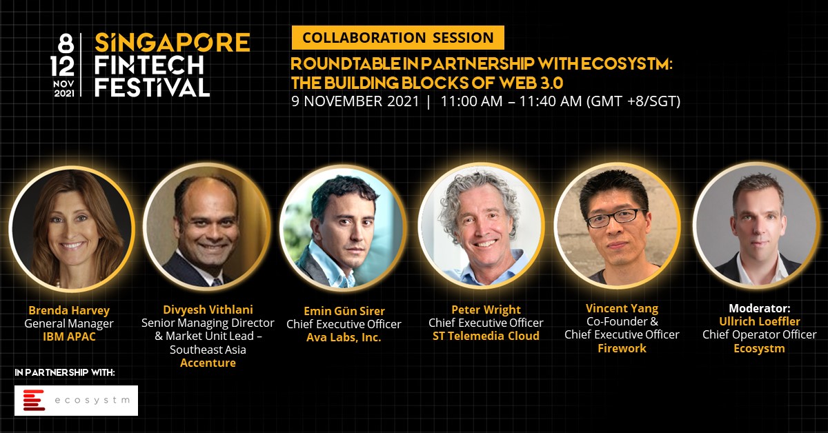 Singapore FinTech Festival (@sgfintechfest) on Twitter photo Join <a href="/Bbrrnndd/">Brenda Harvey</a> from <a href="/IBM/">IBM</a> Asia, Divyesh Vithlani from <a href="/Accenture/">Accenture</a>, Emin Gun Sirer from <a href="/avalabsofficial/">AvaLabs</a>, Peter Wright from ST Telemedia Cloud, Vincent Yang from Firework & <a href="/uloeffler/">Ullrich Loeffler</a> from <a href="/ecosystm360/">Ecosystm</a> in this discussion about Web 3.0 components & how they'll shape the future. Join <a href="/Bbrrnndd/">Brenda Harvey</a> from <a href="/IBM/">IBM</a> Asia, Divyesh Vithlani from <a href="/Accenture/">Accenture</a>, Emin Gun Sirer from <a href="/avalabsofficial/">AvaLabs</a>, Peter Wright from ST Telemedia Cloud, Vincent Yang from Firework & <a href="/uloeffler/">Ullrich Loeffler</a> from <a href="/ecosystm360/">Ecosystm</a> in this discussion about Web 3.0 components & how they'll shape the future.
