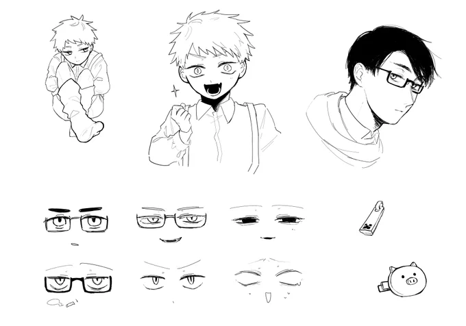 昨夜は描くものが思いつかなかったので練習と落描きをしていた 