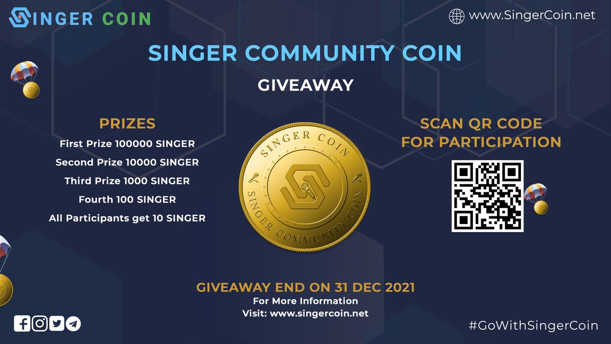 SingerCoin's tweet photo. SINGER COMMUNITY COIN START GIVEAWAY
For Participation Click Here https://t.co/QMyFmVY6lE https://t.co/0daGSwboKz
