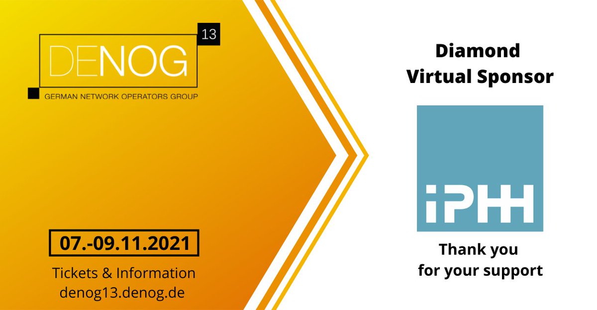 DENOGnews's tweet photo. A big THANK YOU to our diamond sponsor @iphh_net !!!
We appreciate your contribution and support

We are looking forward to the #DENOG13 conference together with you!
Meet the great IPHH team: René, Victoria, Sascha, Ronny &amp; Christoph https://t.co/rhUL6RoaDs