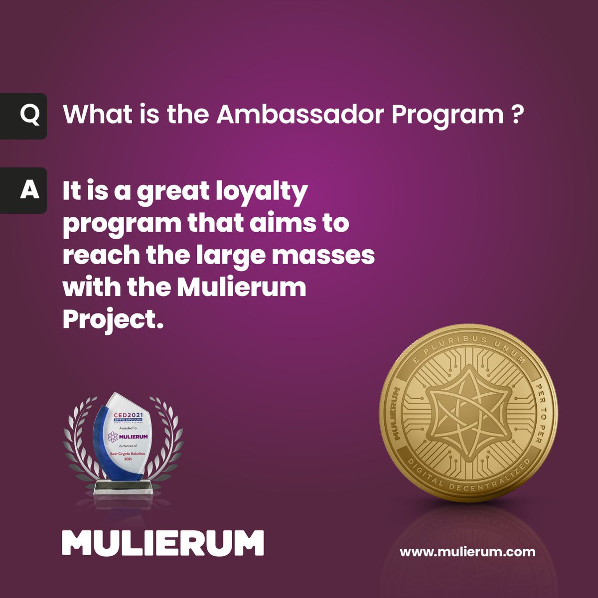 MulierumProject's tweet photo. What is the Ambassador Program⁉️
🎖It's a great loyalty program that aims to reach the large masses with Mulierum Project. 👩🚀🚀
#mulierum #divatoken #mulierumambassador #crypto #cryptobounty #الاهلي_الزمالك #ホロライブ大運動会 https://t.co/cNH5KPM1XU