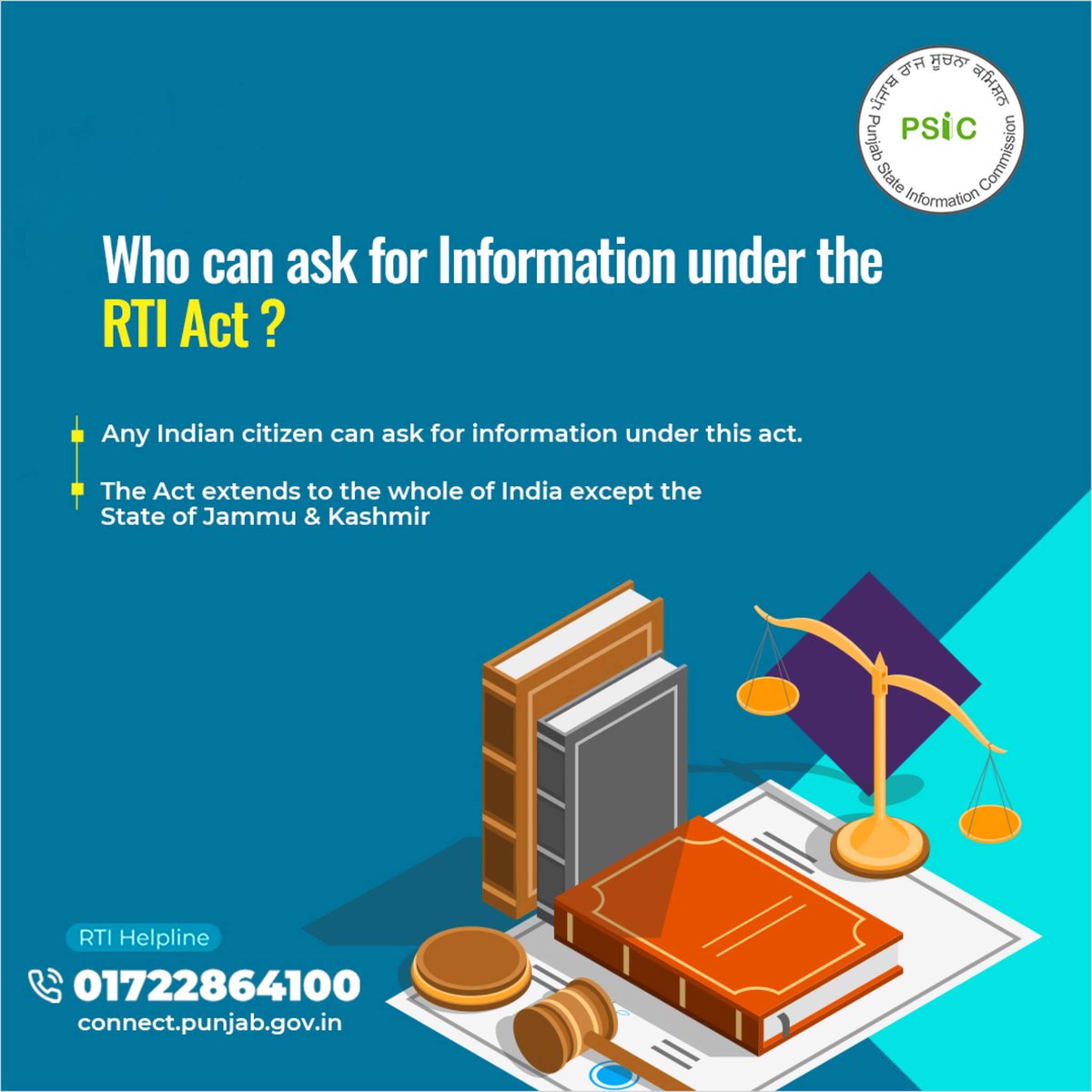 PSIC_Punjab's tweet photo. #RightToInformation Act 2005 mandates timely response to citizen requests for government information &amp; empowers every citizen irrespective of age, gender, caste, etc to seek any information from the Government.

#RTI #Transparency #PowerOfPublic #HumanRights #GoodGovernance #PSIC https://t.co/okBafCpQCp